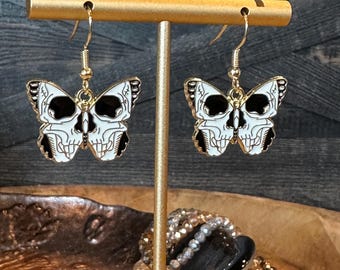 Butterfly Skeleton Dangle Earrings/Gothic earrings/Skeleton