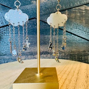 Mystical Cloud Dangle Earrings – Weather Charm Jewelry – Celestial Boho Accessories