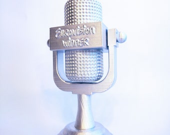 NEW personalised karaoke - microphone - Eurovision trophy with optional ENGRAVING