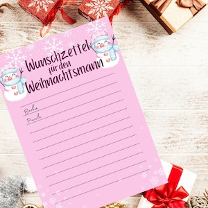 Wunschzettel für Kinder, Brief an den Weihnachtsmann zum ausdrucken