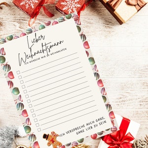Wunschzettel für Kinder, Brief an den Weihnachtsmann zum ausdrucken