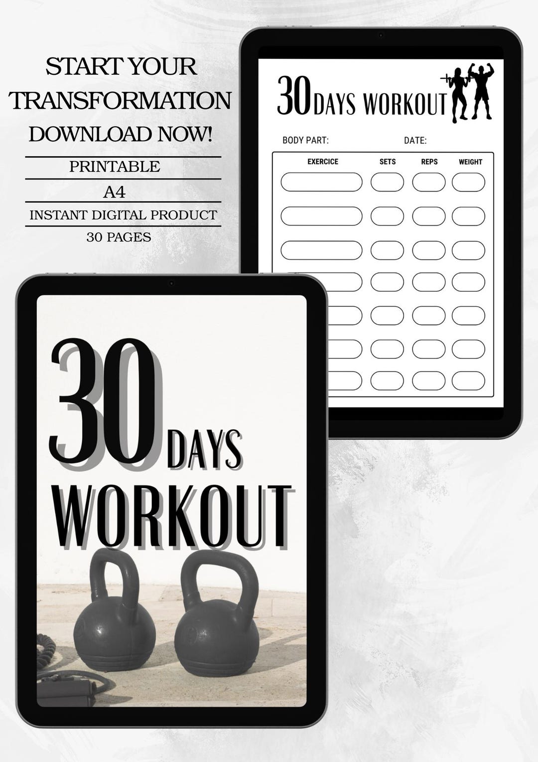 30 Day Fitness Challenge | Printable and Digital Workout Tracker - Etsy