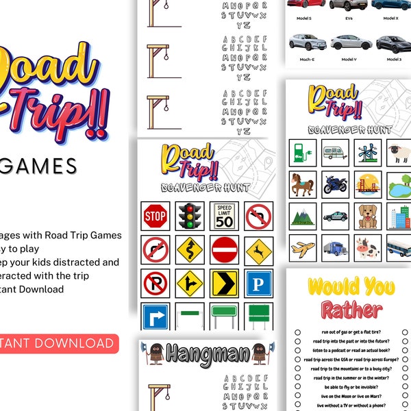 Road Trip Games Bundle | Kids Road Trip Games | Travel Activities | Kids Car Activities |  Family Road Trip Games | Scavenger Hunt Games