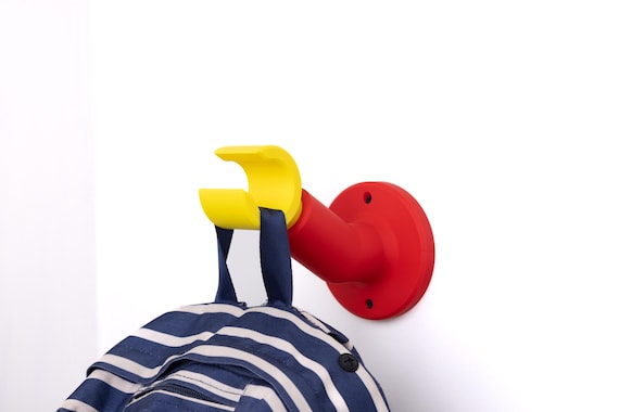 Classic Brick Style Kids Wall Hook | 3D Printed Backpack Organizer