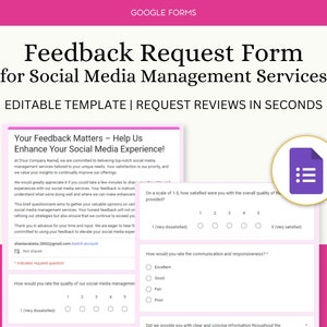 Anpassbares Social Media Bewertungs-Formular - Google Form-Vorlage für Feedback und Testimonials