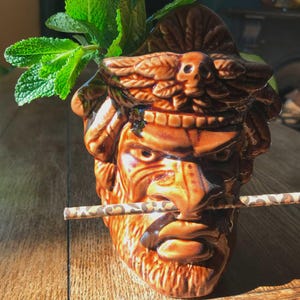 Handmade Witch Doctor Tiki Mug: Polynesian Ceramic Cocktail Barware