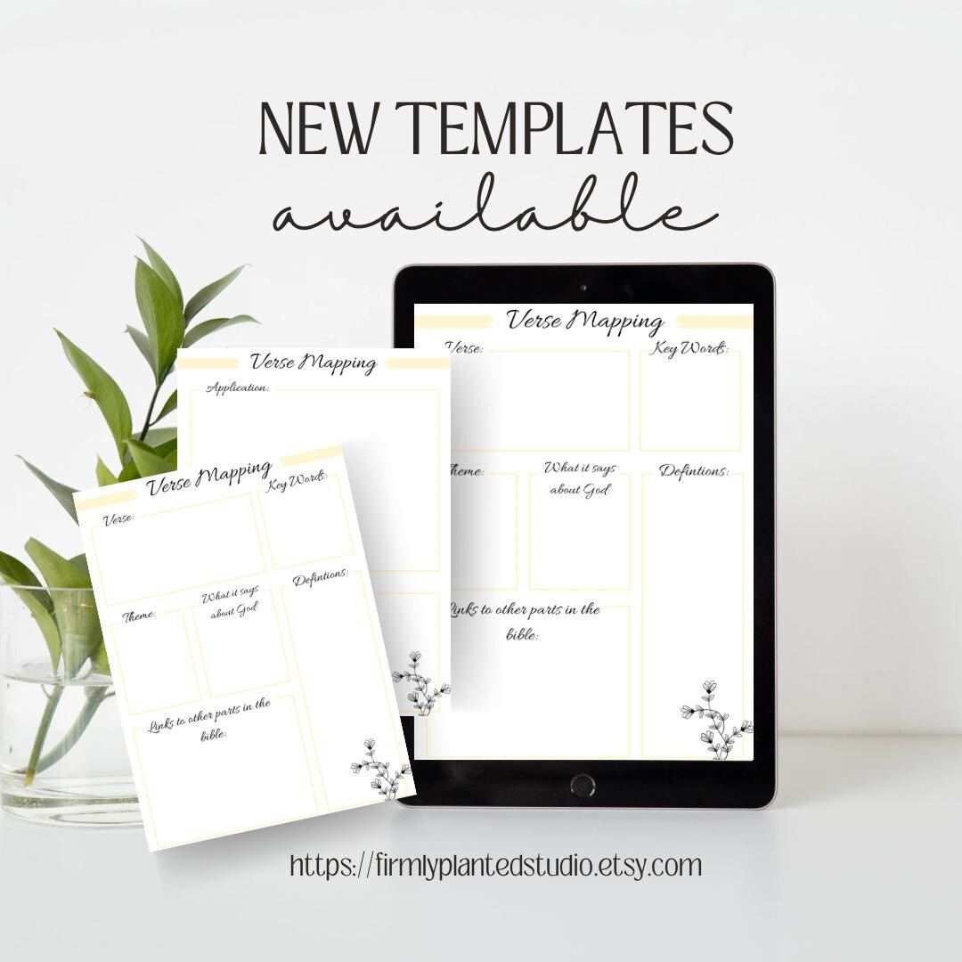 Scripture Study Plan Mockups Verse Mapping Printable – Digital Bible Study Planner in 7 Colours ...