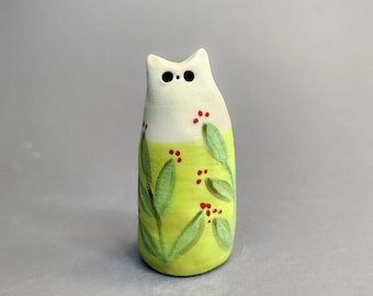 Mini Ceramic KITTEN Cat Figurine – Handmade Pottery Cat Sculpture, Cute Tiny Cat, Cat Lover Gift, Dollhouse Decor