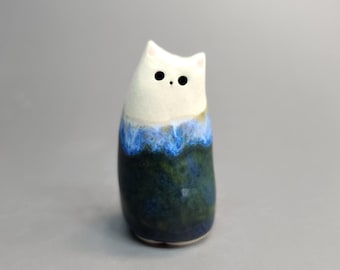 Mini Ceramic KITTEN Cat Figurine – Handmade Pottery Cat Sculpture, Cute Tiny Cat, Cat Lover Gift, Dollhouse Decor