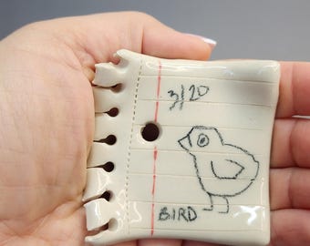 NOTE Chicken Ring Dish, Tea Pet, Trinket Dish, Sculpture,Pottery Figurine, Ceramic  Art, Tiny Gift, Handmade Art, Ring Dish, Jewelry Holder