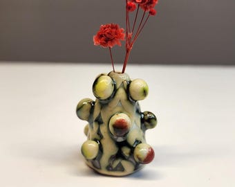 Whimsical Handmade Ceramic Christmas Tree Bud Vase, Small Gift