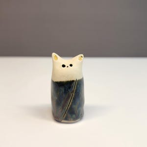 Whimsical Ceramic Cat Figurine, Real 22k gold luster,Sculpture, Cat Pottery Figurine, Ceramic Cat Art, Sculpture, Cat Lover Gift, Handmade A