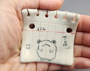 NOTE Frog Ring Dish, Tea Pet, Trinket Dish, Sculpture,Pottery Figurine, Ceramic  Art, Tiny Gift, Handmade Art, Ring Dish, Jewelry Holder