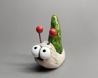 Cute Ceramic Snail with Tree,  Ceramic Ornament, Snail Kitchen Decor, Plant Pot Decor, Desk Buddy, Garden Slug, Plant Bugs