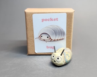 Pocket Bug Ceramic, Collectible, Tiny Bug Figurine – Handmade Miniature Insect – Cute Pocket Friend, Desk Pet, Small Gift, Plant Decor