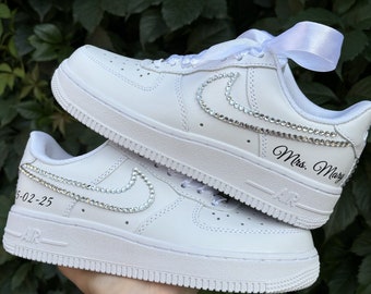 Bridal Rhinestone Wedding Sneakers: Custom AF1 Gift