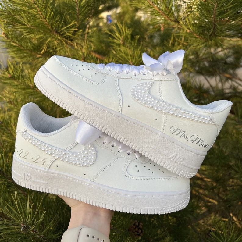 Wedding Personalized Sneakers For The Bride / Air Force 1 Unique Wedding Gift image 1