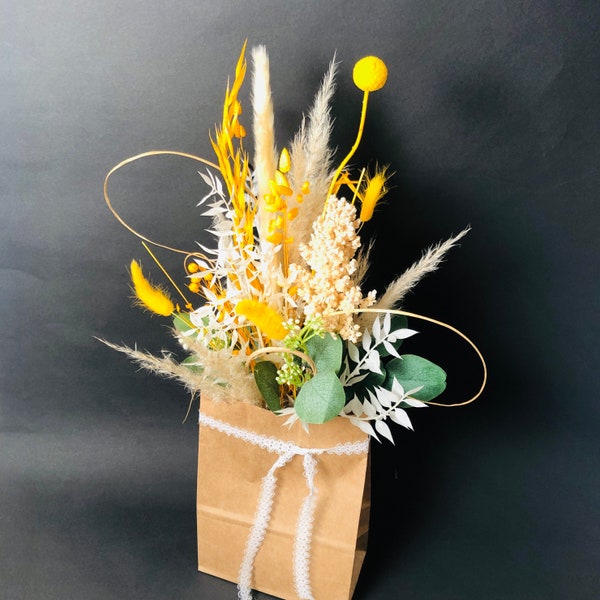 Trockenblumengesteck Blumentasche Geschenkidee für Muttertag- Geburtstagsgeschenk Boho Wohndekoration Dekoidee Hochzeitsgeschenke