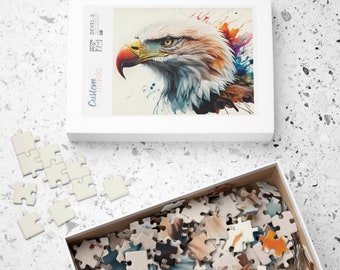 Weißkopfseeadler Aquarell Puzzle (110, 252, 500, 1014 Teile) - Wildtiere Kunst - Familie Spieleabend - Puzzle für Kinder - Geschenk für Ihn Sie