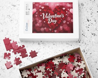 Valentine's Day Jigsaw Puzzle - Valentine's Day Gift for Him Her - Heart Puzzle - Flowers Hearts - Happy Valentines Day