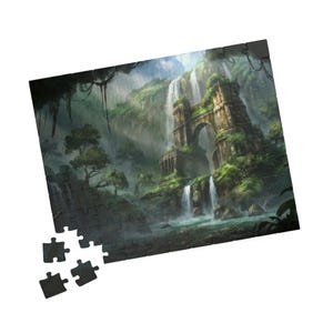 Fantasy Puzzle, Ancient Ruins, Jungle, Birthday Gift, Jigsaw Puzzle Box, Fantasy Print, Puzzle for Kids, Mythology, Magic