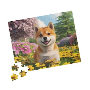 Shiba Inu Puzzle, Puzzle for Kids, Birthday Gift for Dog Lover, Jigsaw Puzzle Box, Animal Lover, Cartoon Dog