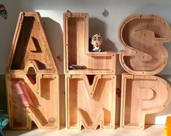 Whimsical Wooden Letter Piggy Bank - Teach, Save, and Style