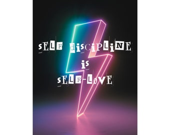 Self Discipline Poster | Modern Lightning Bolt Motivational Art