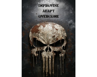 Improvise Adapt Overcome | USMC | Marvel Punisher | Motivational Poster | Military wall art | Powerful Motivational Mantras