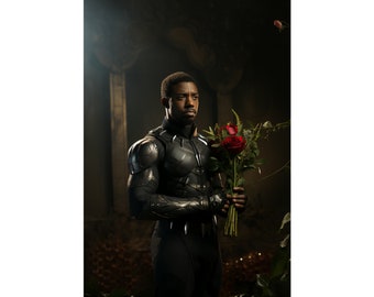 Black Panther with Flowers Art Print | Chadwick Boseman Tribute