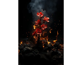 Ashes to Bloom Poster | Dark Aesthetic Floral Wall Art