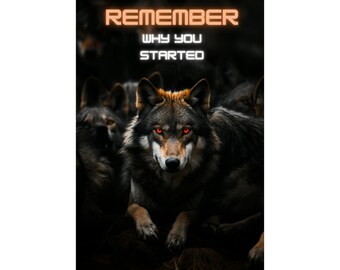 Neon Wolf Motivational Poster | Remember Why You Started, Gym Decor