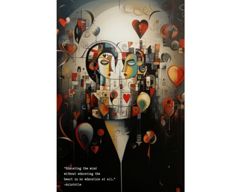 Cubism Style Aristotle Quote Poster | Mind & Heart Office Wall Art