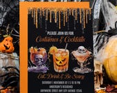 Costumes and Cocktails Halloween Invitation, Halloween Costume Party Invitation, Adult Halloween Party Invitation Template Digital Download