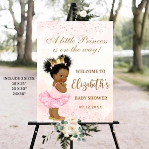 Afro Royal Princess Baby Shower Welcome Sign EDITABLE African American Royal Baby Shower Welcome Board Black Princess Baby Shower Decor
