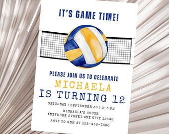Volleyball Birthday Invitation, Volleyball Invitation, Neutral Volleyball Birthday Invite, Volleyball Party, Girl Volleyball, Boy Volleyball