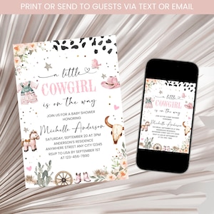 Cowgirl Baby Shower Invitation, A little Cowgirl Baby Shower Invitation, Wild West Baby Shower, Southwestern Baby Sprinkle Invite Template