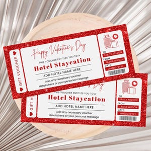 Valentine Hotel Reservation Ticket Gift Voucher, Valentine Gift Certificate, Valentine's Day Gift Card, Weekend Getaway Gift Ticket Digital