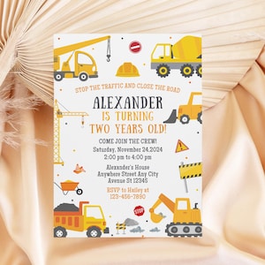 Construction Birthday Invitation, Dump Truck Party Invite, Boy Construction Vehicle Invitation, Excavator Birthday Invite Editable Digital