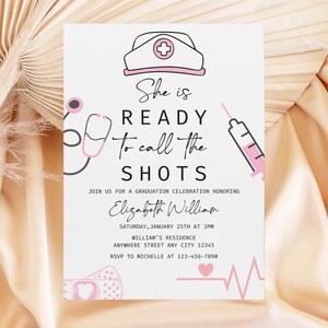 Nurse Graduation Party Invitation, Nurse Graduation Invites, Graduation Party Invitation Template Digital Download