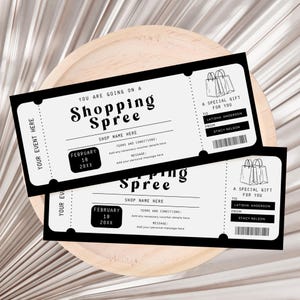 Shopping Spree Ticket Gift Voucher, Shopping Gift Certificate, Shopping Day Certificate, Shopping Gift Certificate Digital Download