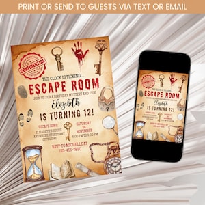 Escape Room Invitation, Escape Room Birthday Invitation, Mystery Birthday Invite, Kids Escape Room Party, Detective Game Invite Template