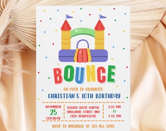 Editable Bounce House Birthday Invitation, Park Party Invitation, Outdoor Playground Birthday Invite, Bouncing Castle Invitation Template