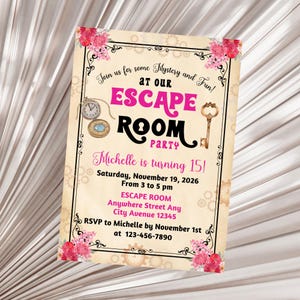 Escape Room Invitation, Editable Escape Room Birthday Invitation, Mystery Birthday Invite, Kids Escape Room Party, Detective Game Invite