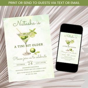 A Tini Bit Older Birthday Invitation, Martini Birthday Invitation, Martini Invitation, Adult Cocktail Birthday InvitationTemplate Digital