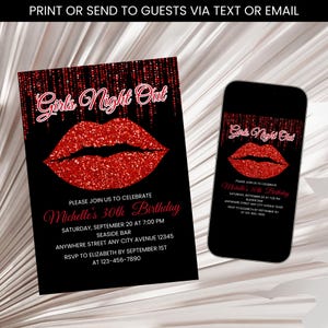 Girls Night Out Invitation, Ladies Night Out Invite, Bachelorette Invite, Women Night Out Party Invitation Template Digital Download
