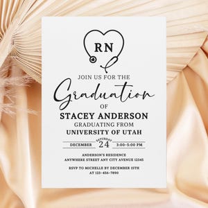 Nurse Graduation Party Invitation, Registered Nurse Invite, Modern Nurse Graduation Invitation, RN Graduation Party Invitation Template
