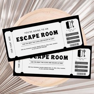 Escape Room Ticket Gift Voucher, Escape Room Gift Certificate, Birthday Gift Certificate, Game Room Gift Certificate Digital Download