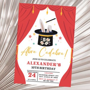 Editable Magic Show Birthday Invitation, Circus Birthday Party Invitation, Kids Magic Show Birthday Invite, Magician Birthday Party Invite