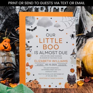 Little Boo Baby Shower Invitation, Halloween Baby Shower Invite, Halloween Pumpkin Baby Shower Invitation,Spooky Baby Shower Template